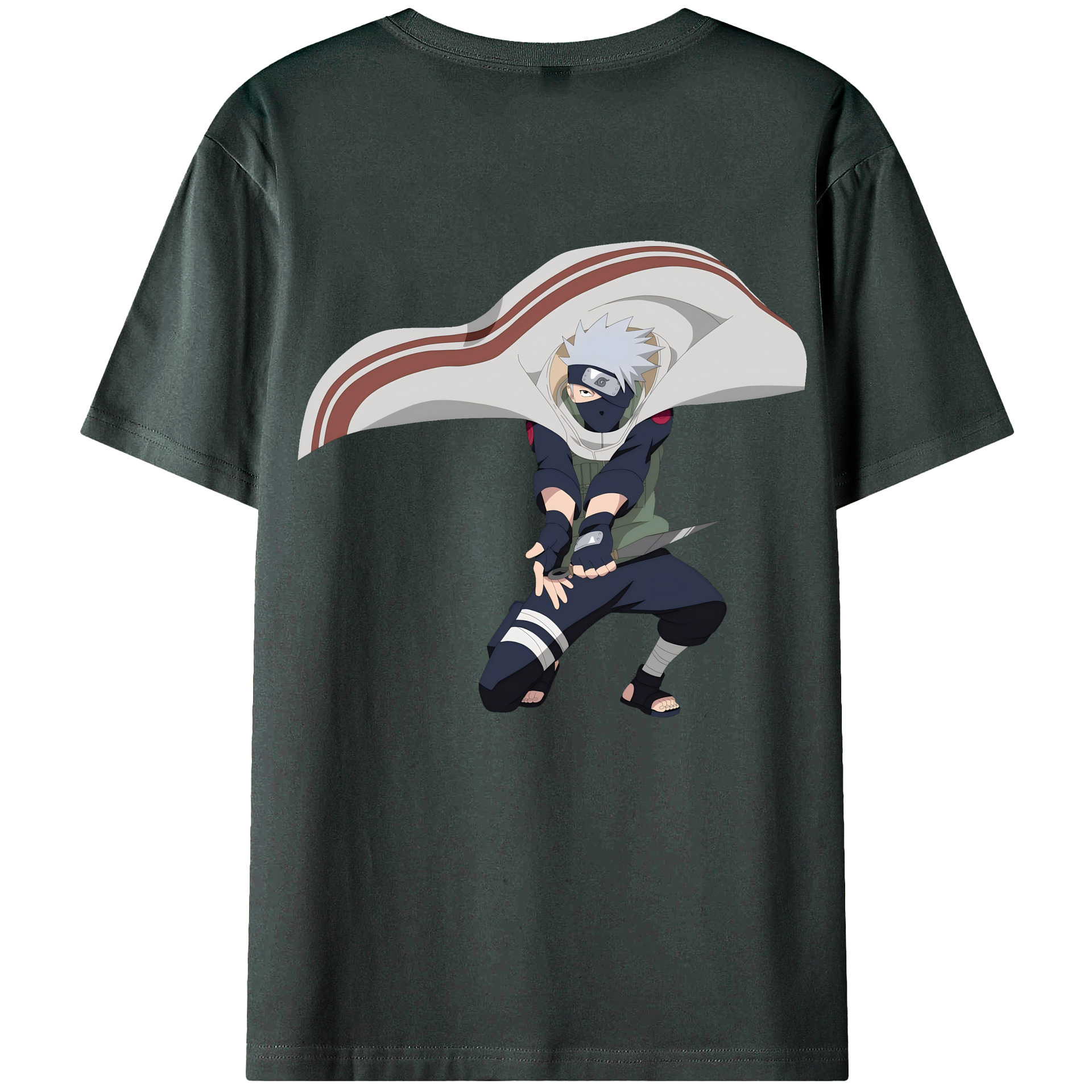 （画像用） NARUTO -ナルト- はたけ カカシ Hatake Kakashi 綿100％ メンズ半袖Tシャツ（バックプリント） 通気性